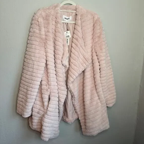 BB Dakota Faux‎ Fur Drape Jacket Pink Taupe Size XXL - Picture 4 of 7
